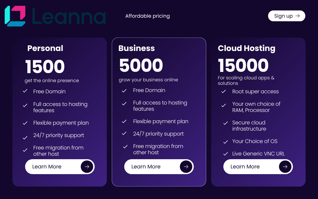 Affordable and fast web hosting prices for Leanna.ng in Nigeria