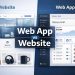 web app vs website comparison showing homepage and dashboard interface.